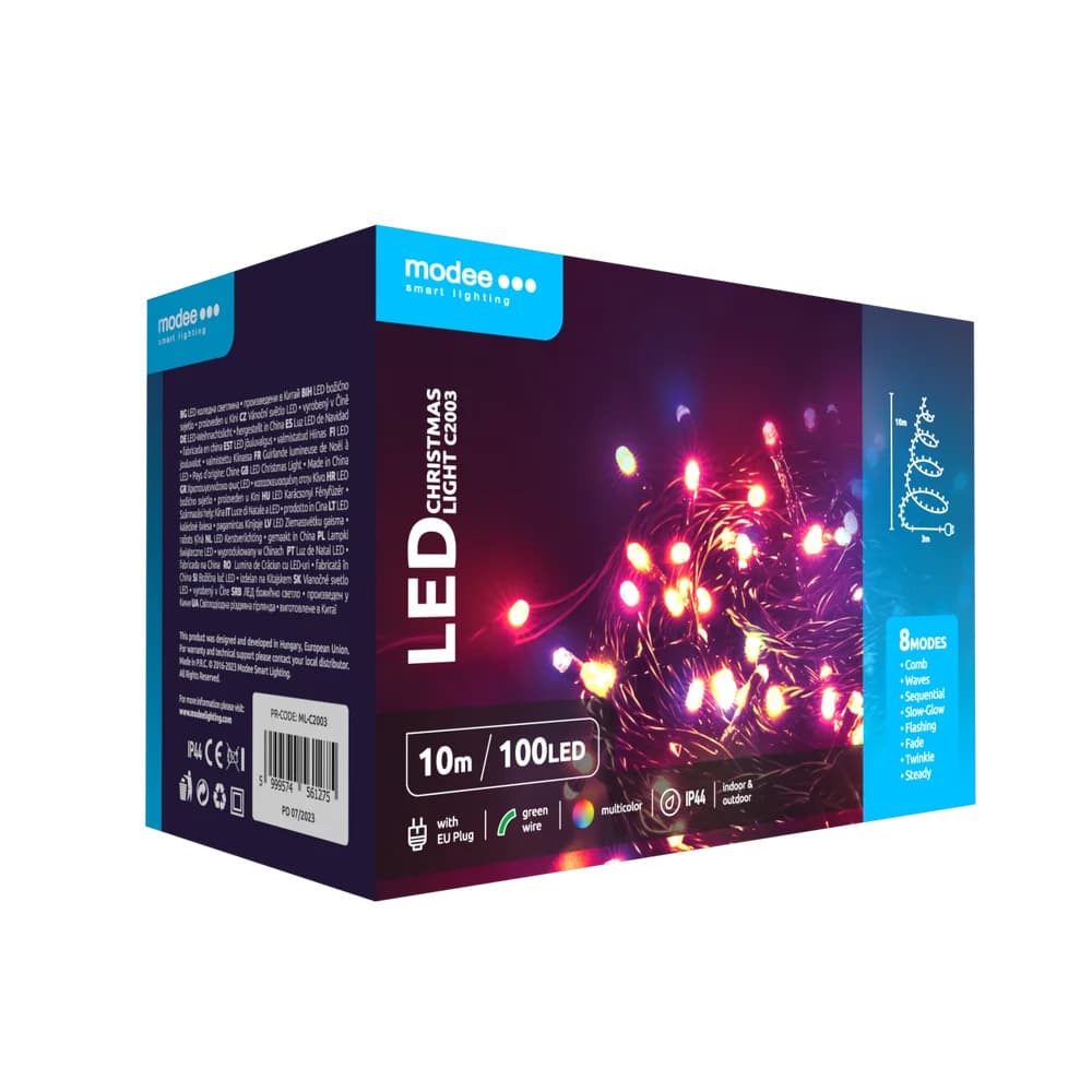 Guirlande lumineuse de Noël Modee LED – 10 m, RGB, 100 LED, pour une ambiance festive et colorée dans toute la maison
