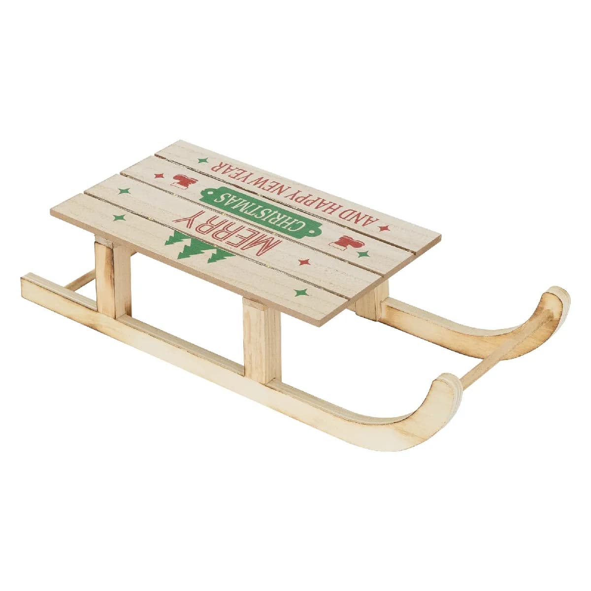 Traîneau de Noël LED en Bois Marron