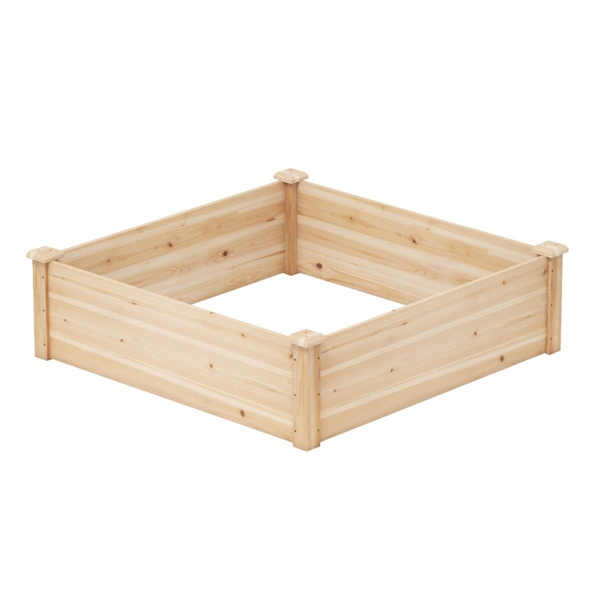 CostwayJardin en Bois surélevé Extérieur Bac à Plantes Carré 102 x 102 x 30 CM avec Fond Grand Contenant pour Terrasse de Jardin Naturel