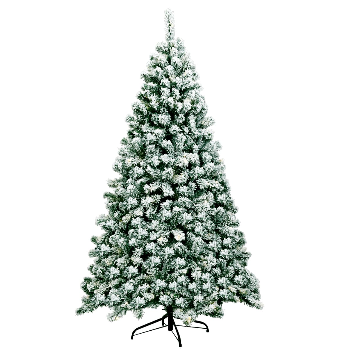 CostwaySapin de Noël Artificiel 180 cm Sapin Enneigé avec 250 Lumières LED 928 Rameaux et Support Métallique Pliable