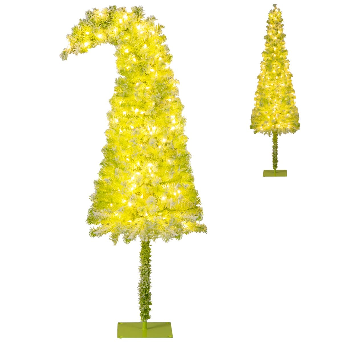 CostwaySapin de Noël Artificiel Pré-éclairé de 180 cm avec Embout Flexible 290 Branches 120 LED Blanc Chaud 8 Modes Forme Crayon Fine et Incurvée